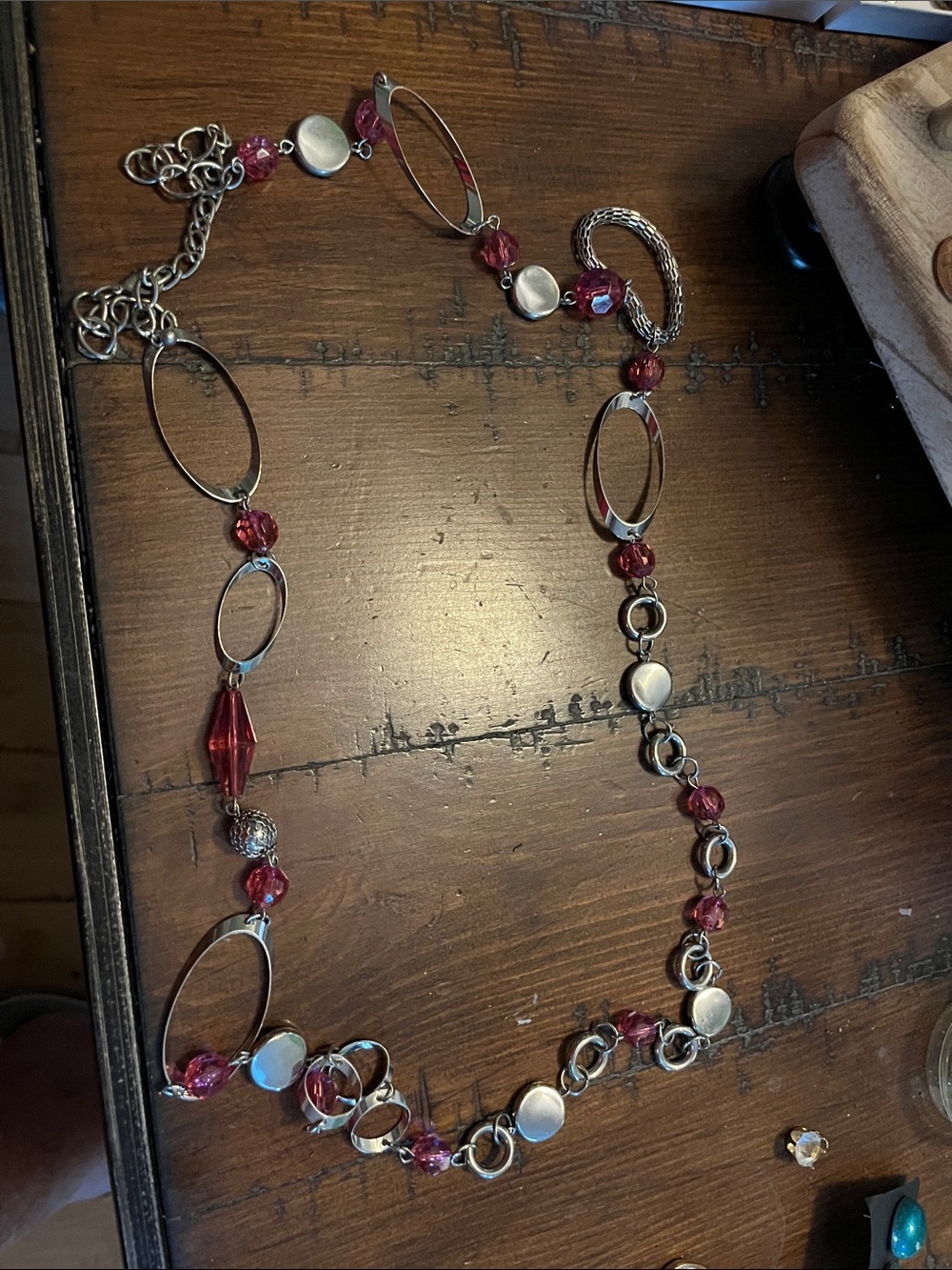 Silver and pink stones necklace 1848